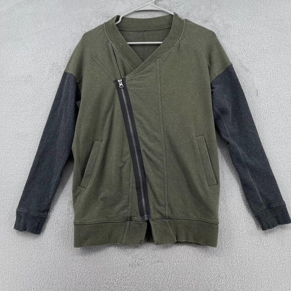 Lululemon Mula Bundle Wrap Jacket Womens 4 Fatigue Green Moto Asymmetrical